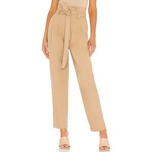 NWT LOVERS & FRIENDS Faye Pants •Women XS• Khaki Pleated Paper Bag Waist $175